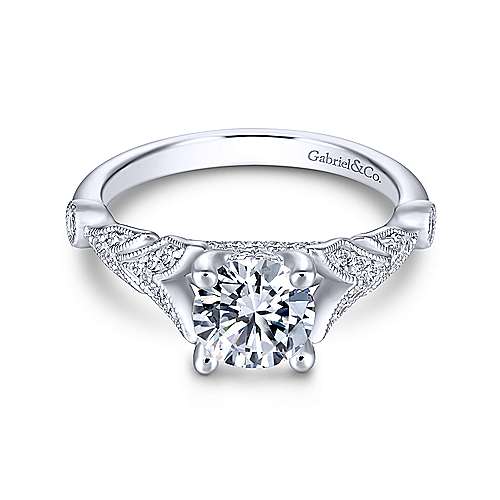 Gabriel & Co 14K White Gold Round Diamond Engagement Ring  ER13888R4W44JJ