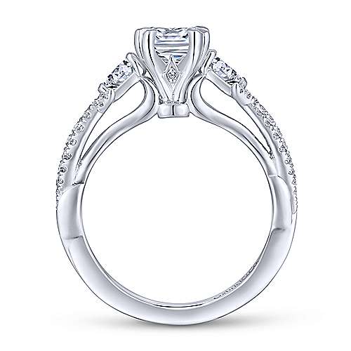 Gabriel & Co 14K White Gold Cushion Cut Three Stone Diamond Engagement Ring  ER13900C4W44JJ