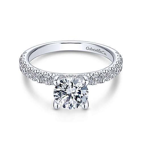 Gabriel &amp; Co 14K White Gold Round Diamond Engagement Ring  ER13904R4W44JJ