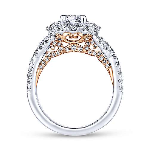 Gabriel &amp; Co 14K White Rose Gold Round Double Halo Diamond Engagement Ring  ER13916R3T44JJ