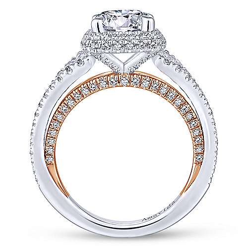 Gabriel & Co 18K WhiteRose Gold Round Halo Diamond Engagement Ring  ER13956R6T83JJ