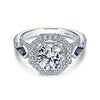 Gabriel & Co 18K White Gold Round Sapphire and Diamond Engagement Ring  ER13974R6W83SA
