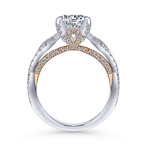 Gabriel & Co 18K WhiteRose Gold Twisted Round Diamond Engagement Ring ER13988R6T83JJ