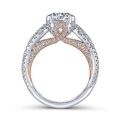 Gabriel & Co 18K White Rose Gold Twisted Round Diamond Engagement Ring ER13989R6T83JJ