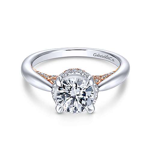 Gabriel &amp; Co 14K White Rose Gold Round Diamond Engagement Ring  ER13993R4T44JJ