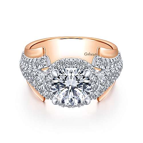 Gabriel & Co 14K White Rose Gold Round Halo Diamond Engagement Ring  ER14002R6T44JJ