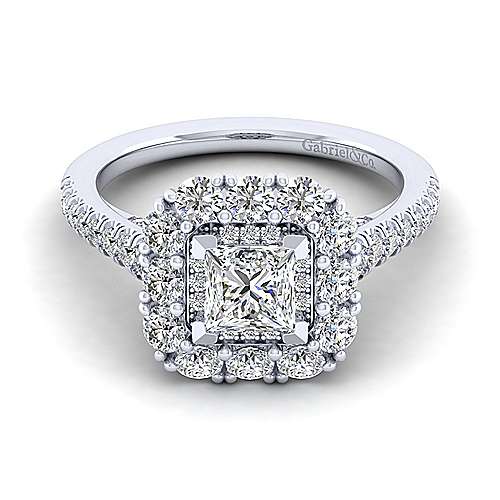 Gabriel &amp; Co 14K White Gold Princess Cut Diamond Engagement Ring  ER14019S3W44JJ