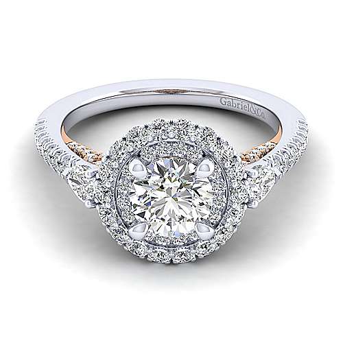 Gabriel &amp; Co 14K White Rose Gold Round Diamond Engagement Ring  ER14026R4T44JJ