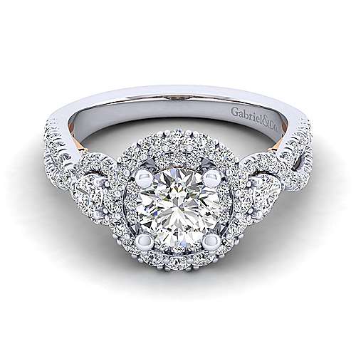 Gabriel &amp; Co 14K White Rose Gold Round Diamond Engagement Ring  ER14027R4T44JJ