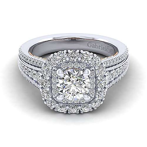 Gabriel &amp; Co 14K WhiteRose Gold Round Diamond Engagement Ring  ER14034R4T44JJ
