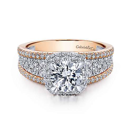Gabriel &amp; Co 14K White Rose Gold Round Halo Diamond Engagement Ring  ER14063R4T44JJ