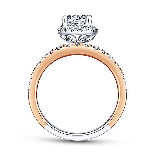Gabriel &amp; Co 14K White Rose Gold Round Halo Diamond Engagement Ring  ER14064R4T44JJ