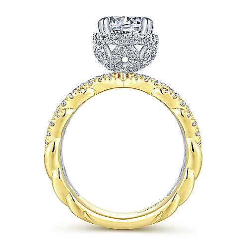 Gabriel &amp; Co 14K White Yellow Gold Round Diamond Engagement Ring  ER14071R6M44JJ