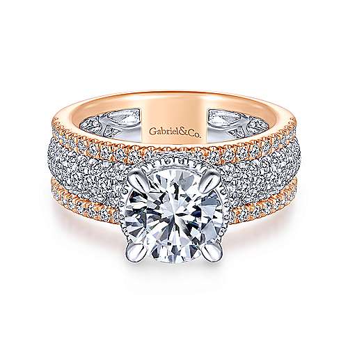 Gabriel &amp; Co 14K WhiteRose Gold Round Diamond Engagement Ring  ER14072R6T44JJ