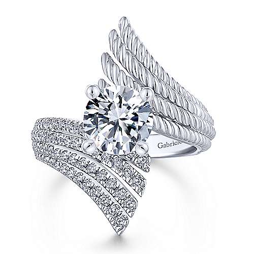 Gabriel &amp; Co 14K White Gold Round Diamond Engagement Ring ER14084R6W44JJ