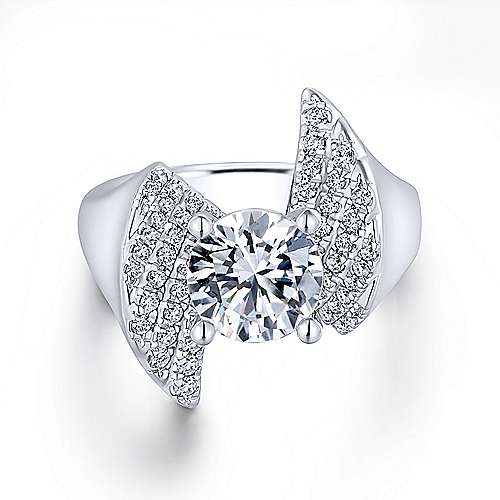 Gabriel &amp; Co 14K White Gold Round Diamond Engagement Ring ER14086R6W44JJ