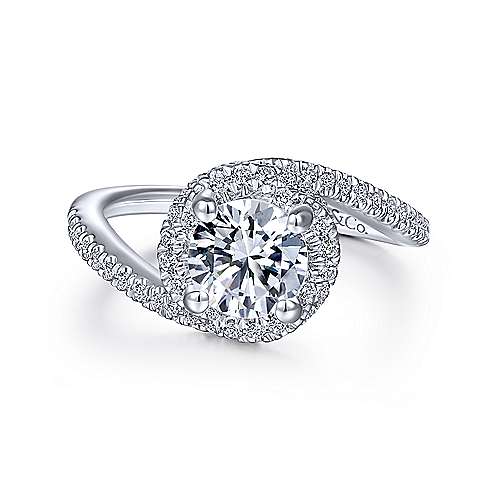 Gabriel &amp; Co 14K White Gold Round Halo Diamond Engagement Ring  ER14397R4W44JJ