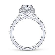 Gabriel & Co 14K White Gold Cushion Halo Round Diamond Engagement Ring  ER14412R4W44JJ