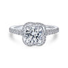 Gabriel & Co 14K White Gold Cushion Halo Round Diamond Engagement Ring  ER14412R4W44JJ