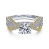 Gabriel & Co 14K White Yellow Gold Round Diamond Engagement Ring ER14418R4M44JJ
