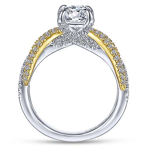 Gabriel & Co 14K White Yellow Gold Round Diamond Engagement Ring ER14418R4M44JJ
