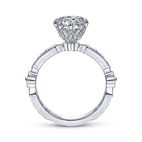 Gabriel & Co Vintage 14K White Gold Round Diamond Engagement Ring  ER14438R4W44JJ