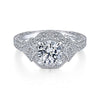 Gabriel & Co Art Deco 14K White Gold Round Halo Diamond Engagement Ring  ER14440R4W44JJ