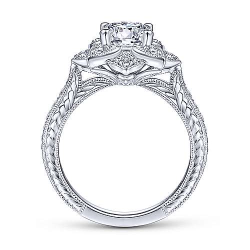 Gabriel & Co Unique 14K White Gold Halo Diamond Engagement Ring ER14451R4W44JJ