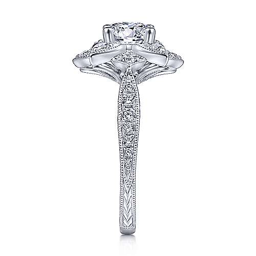 Gabriel &amp; Co Unique 14K White Gold Halo Diamond Engagement Ring ER14451R4W44JJ
