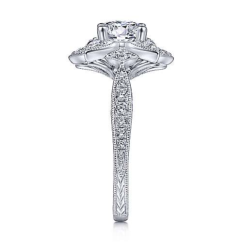 Gabriel & Co Unique 14K White Gold Halo Diamond Engagement Ring ER14451R4W44JJ