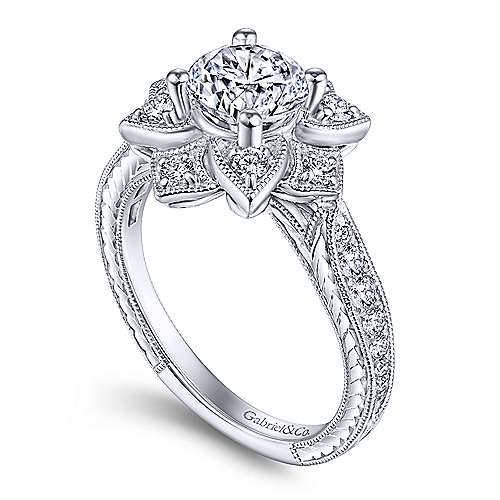 Gabriel &amp; Co. Vintage 14k White Gold Round Halo ENGAGEMENT RING ER14451R4W44JJ