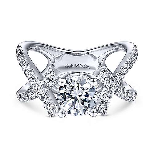 Gabriel &amp; Co 14K White Gold Round Diamond Engagement Ring  ER14457R4W44JJ