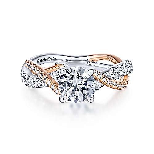 Gabriel &amp; Co 14K White-Rose Gold Round Diamond Twisted Engagement Ring ER14460R4T44JJ