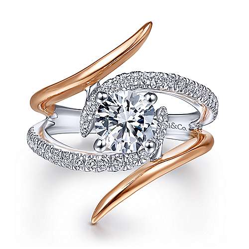 Gabriel & Co 14K White Rose Gold Round Diamond Engagement Ring  ER14467R4T44JJ