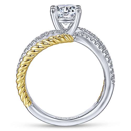 Gabriel & Co 14K White Yellow Gold Round Diamond Engagement Ring  ER14468R4M44JJ