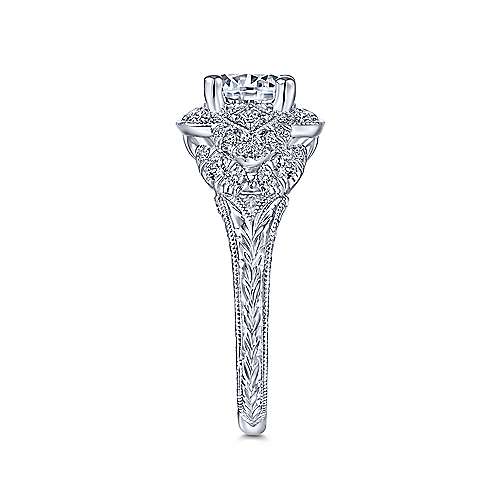 Gabriel &amp; Co Vintage 14K White Gold Round Halo Diamond Engagement Ring  ER14482R4W44JJ