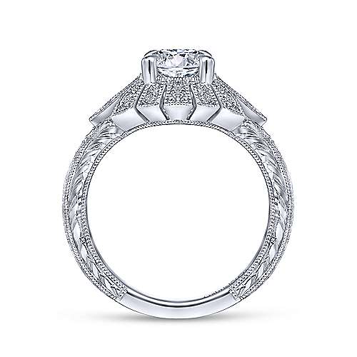 Gabriel & Co Vintage 14K White Gold Round Diamond Engagement Ring  ER14492R4W44JJ