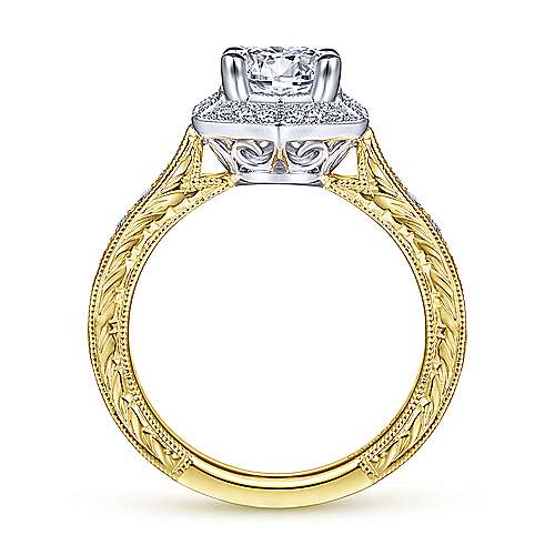 Gabriel & Co 14K White-Yellow Gold Round Diamond Halo Engagement Ring ER14499R4M44JJ