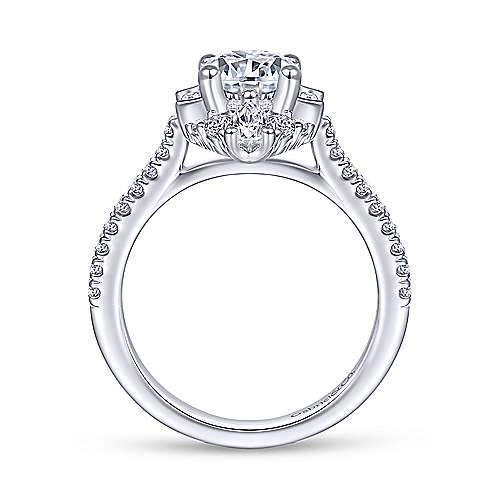 Gabriel &amp; Co Unique 14K White Gold Art Deco Halo Engagement Ring  ER14508R4W44JJ