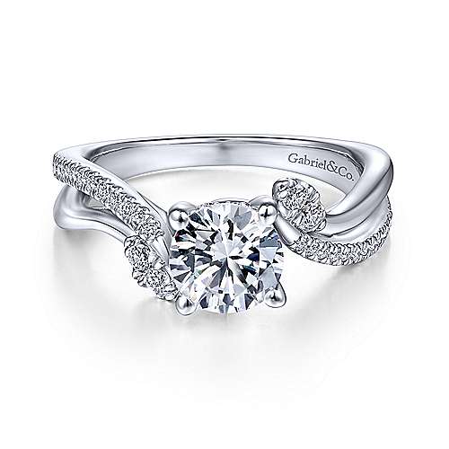 Gabriel &amp; Co 14K White Gold Round Diamond Engagement Ring  ER14509R4W44JJ