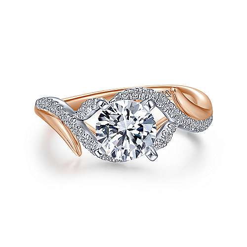 Gabriel & Co 14K White Rose Gold Round Diamond Engagement Ring ER14510R4T44JJ