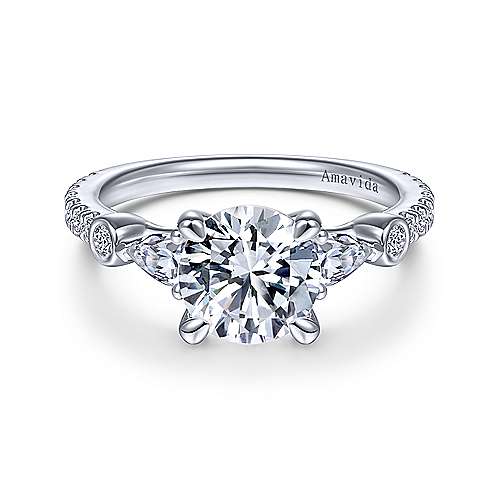 Gabriel &amp; Co 18K White Gold Round Diamond Engagement Ring  ER14516R6W84JJ