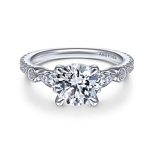 Gabriel &amp; Co 18K White Gold Round Diamond Engagement Ring  ER14516R6W84JJ