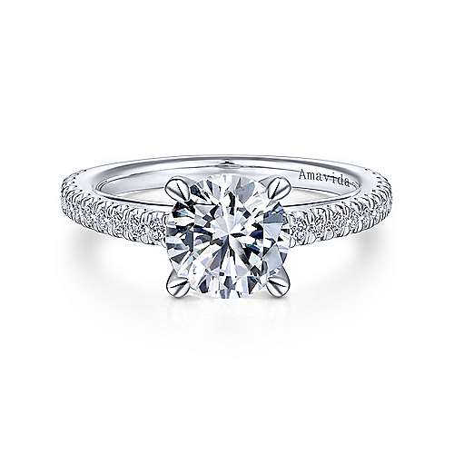 Gabriel &amp; Co 18K White Gold Round Diamond Engagement Ring  ER14521R6W83JJ