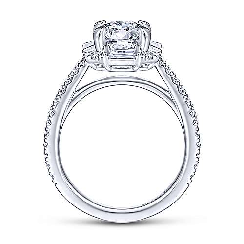 Gabriel & Co 18k White Gold Octagonal Halo Round Diamond Engagement Ring  ER14526R6W83JJ