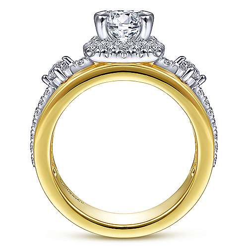 Gabriel & Co 14K White-Yellow Gold Round Diamond Halo Engagement Ring ER14608R4M44JJ