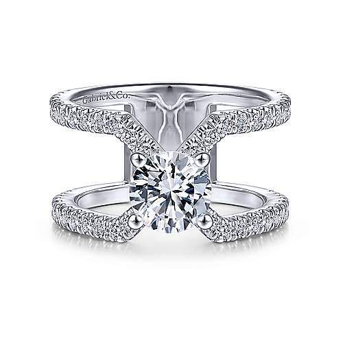 Gabriel &amp; Co 14K White Gold Round Diamond Engagement Ring  ER14610R4W44JJ