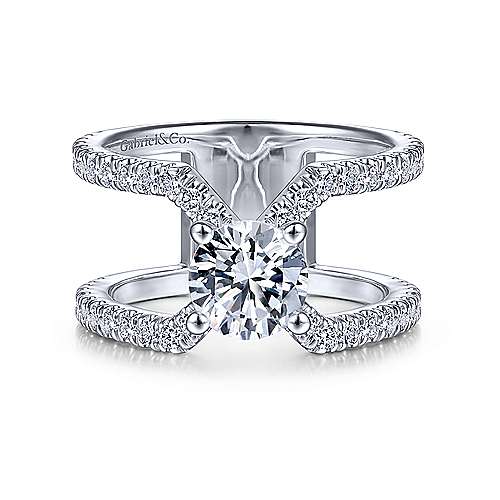 Gabriel & Co 14K White Gold Round Diamond Engagement Ring  ER14610R4W44JJ