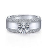 Gabriel & Co 14K White Gold Round Diamond Wide Band Engagement Ring  ER14611R4W44JJ