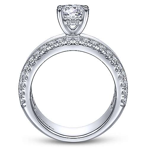 Gabriel &amp; Co 14K White Gold Round Diamond Wide Band Engagement Ring  ER14611R4W44JJ